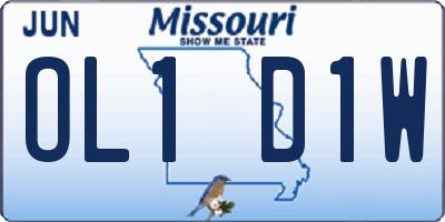 MO license plate OL1D1W