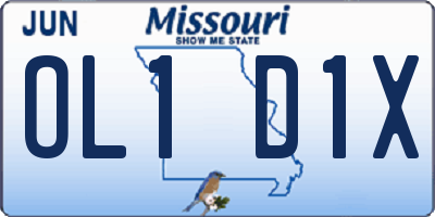 MO license plate OL1D1X