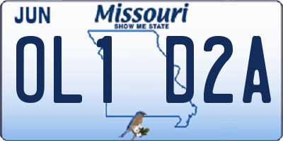 MO license plate OL1D2A