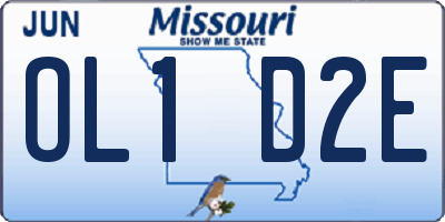 MO license plate OL1D2E