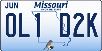 MO license plate OL1D2K