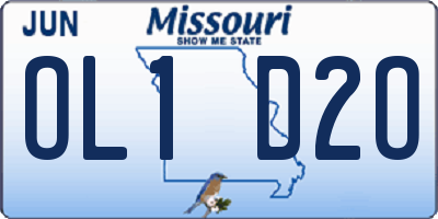 MO license plate OL1D2O