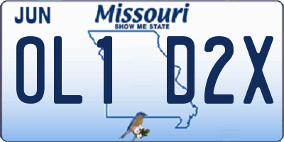 MO license plate OL1D2X