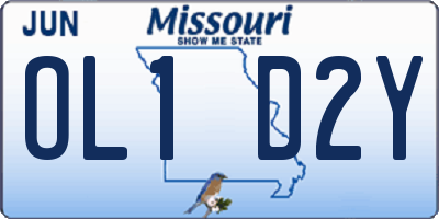 MO license plate OL1D2Y