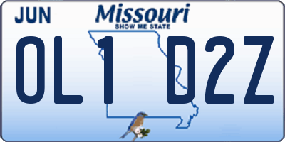 MO license plate OL1D2Z