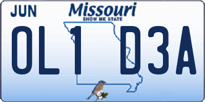 MO license plate OL1D3A