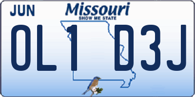 MO license plate OL1D3J