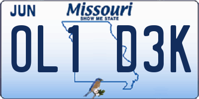 MO license plate OL1D3K