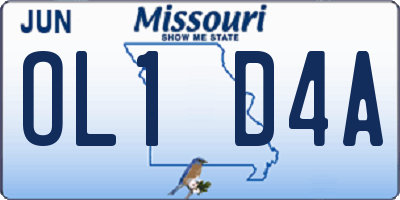 MO license plate OL1D4A