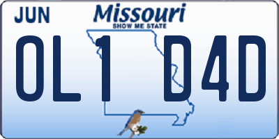 MO license plate OL1D4D