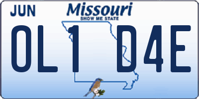 MO license plate OL1D4E