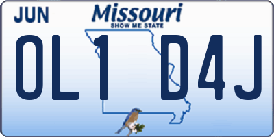 MO license plate OL1D4J