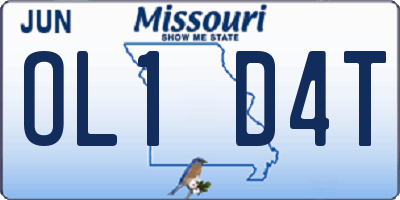 MO license plate OL1D4T