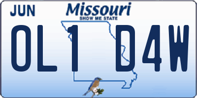 MO license plate OL1D4W