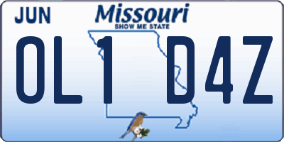 MO license plate OL1D4Z