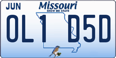 MO license plate OL1D5D