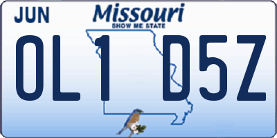 MO license plate OL1D5Z