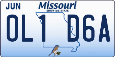 MO license plate OL1D6A