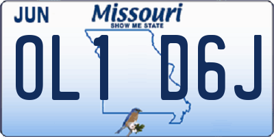 MO license plate OL1D6J