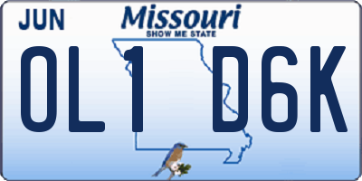MO license plate OL1D6K
