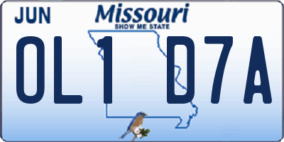 MO license plate OL1D7A