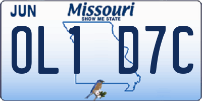 MO license plate OL1D7C