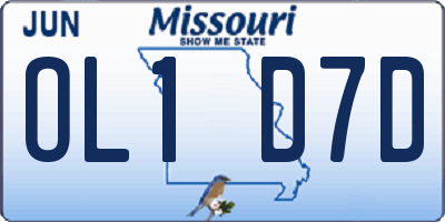 MO license plate OL1D7D