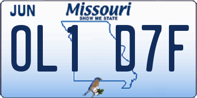 MO license plate OL1D7F