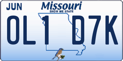 MO license plate OL1D7K