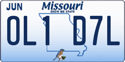 MO license plate OL1D7L