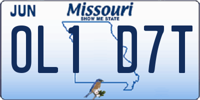 MO license plate OL1D7T