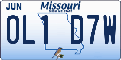 MO license plate OL1D7W