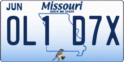 MO license plate OL1D7X