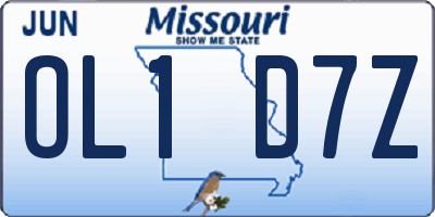 MO license plate OL1D7Z