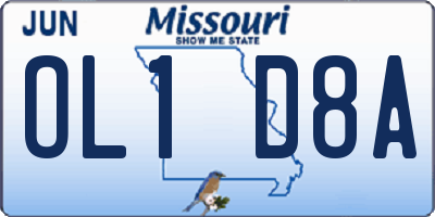 MO license plate OL1D8A