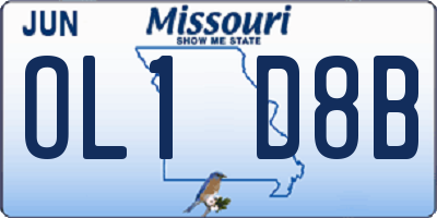 MO license plate OL1D8B