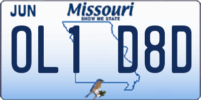 MO license plate OL1D8D