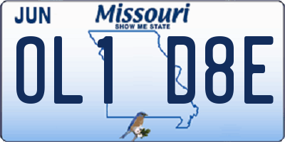 MO license plate OL1D8E