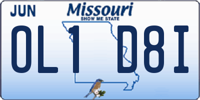 MO license plate OL1D8I