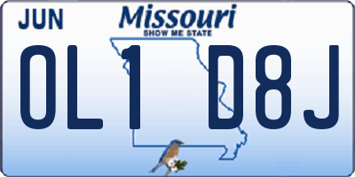 MO license plate OL1D8J
