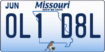 MO license plate OL1D8L