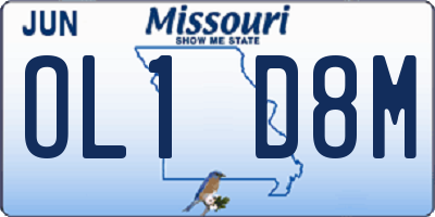 MO license plate OL1D8M