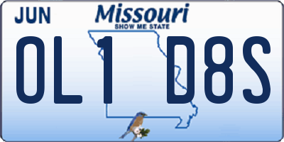MO license plate OL1D8S