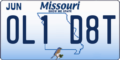 MO license plate OL1D8T