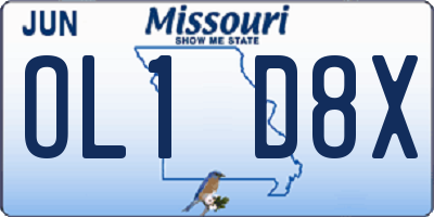 MO license plate OL1D8X