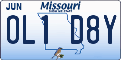 MO license plate OL1D8Y
