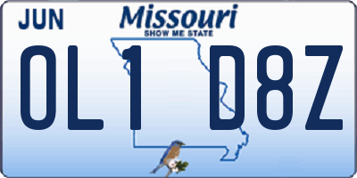 MO license plate OL1D8Z