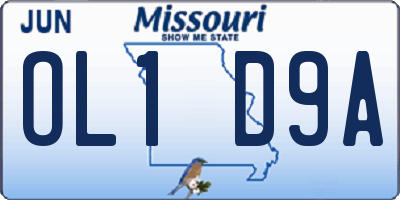 MO license plate OL1D9A