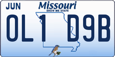MO license plate OL1D9B