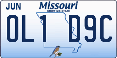 MO license plate OL1D9C